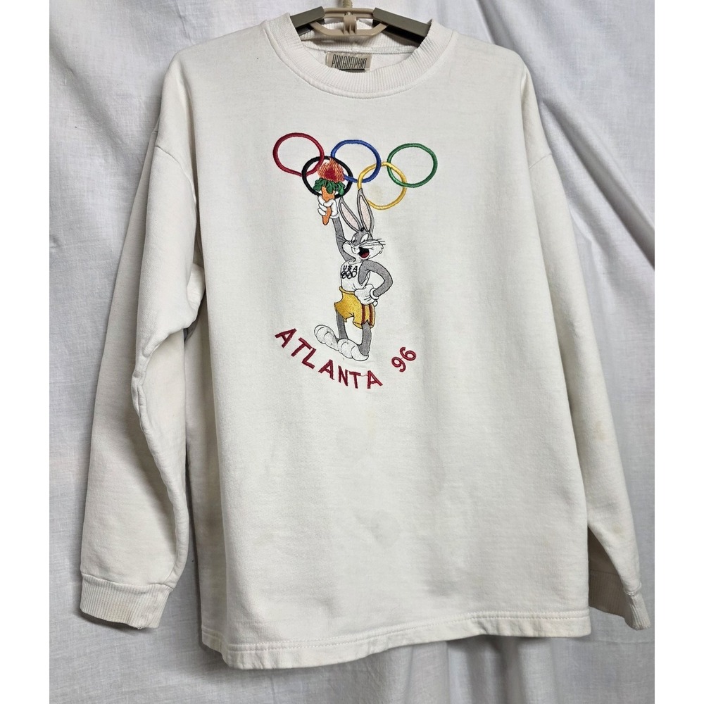 Vintage 1996 Atlanta Olympics Bugs Bunny Looney Tunes Embroidered Sweatshirt L